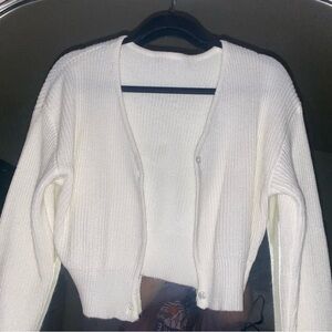 SHEIN soft knit cropped cardigan off white Large